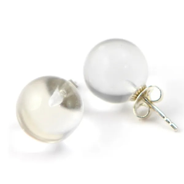Boucles d'oreilles : cristal de roche & argent 925 12 mm x 2pcs 