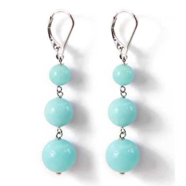 Boucle d'oreille argent 925 Amazonite x 2pcs