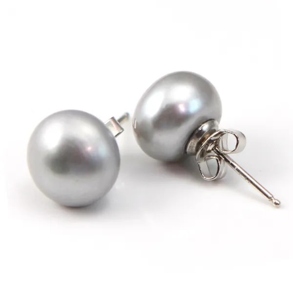 Boucle d'oreille argent 925 perle d'eau douce 11-12mm x 2pcs 