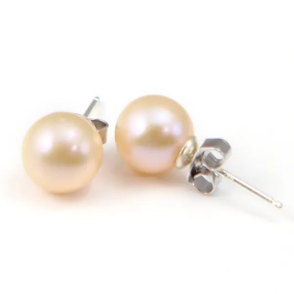 Boucle d'oreille argent 925 perle d'eau douce 9mm x 2pcs