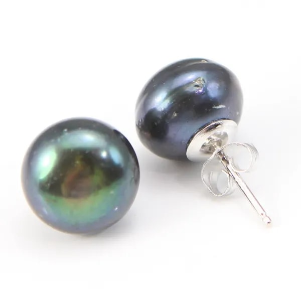 Boucles d'oreuille argent 925 perle d'eau douce 12-13mm  x 2pcs
