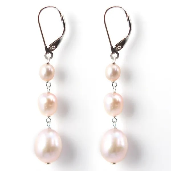Bo Argent925 perle d'eau douce rose x2pcs
