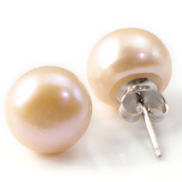 Boucle d'oreille argent 925 perle d'eau douce 11-12mm x 2pcs