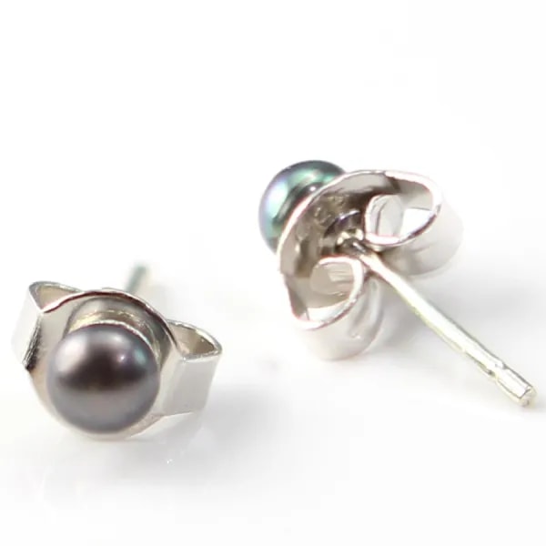 Boucle d'oreille argent 925 perle d'eau douce 3mm x 2pcs