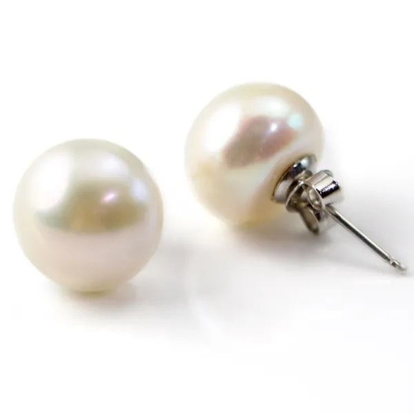 Earring silver 925  freshwater pearl 14mm x 2pcs