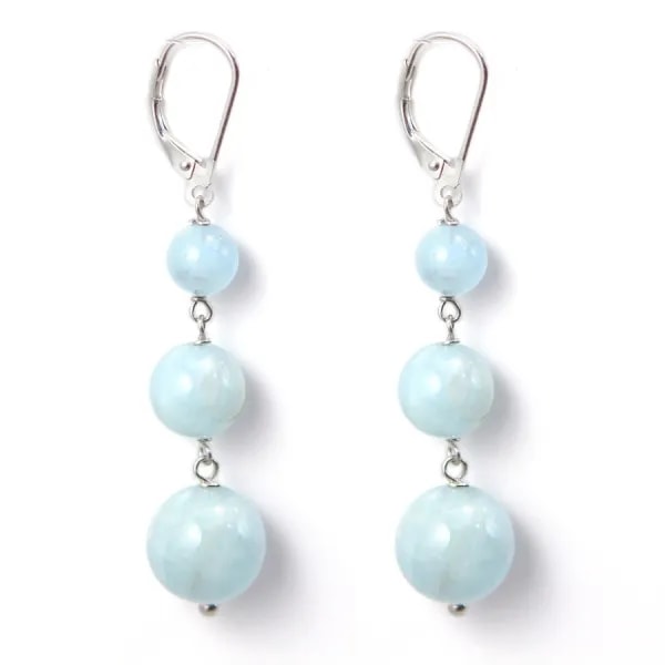 Boucle d'oreille argent 925  aigue marine x 2pcs