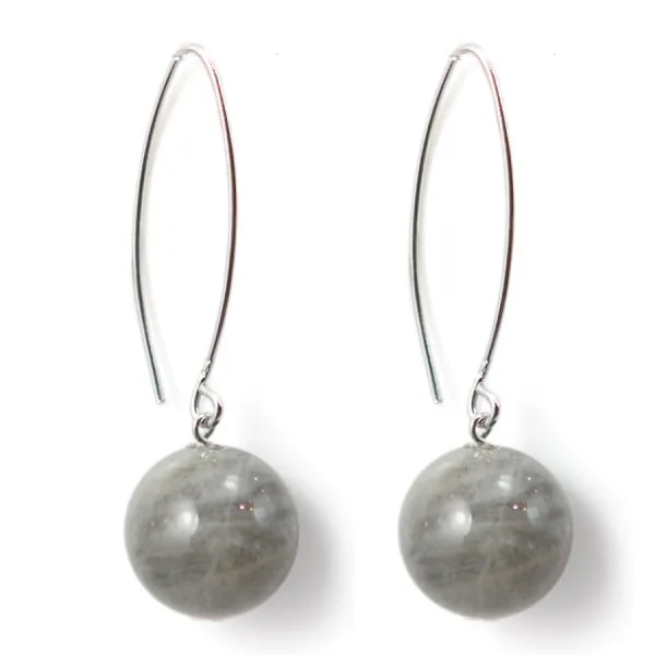 Boucle d'oreille argent 925 labradorite  12mm x 2pcs 