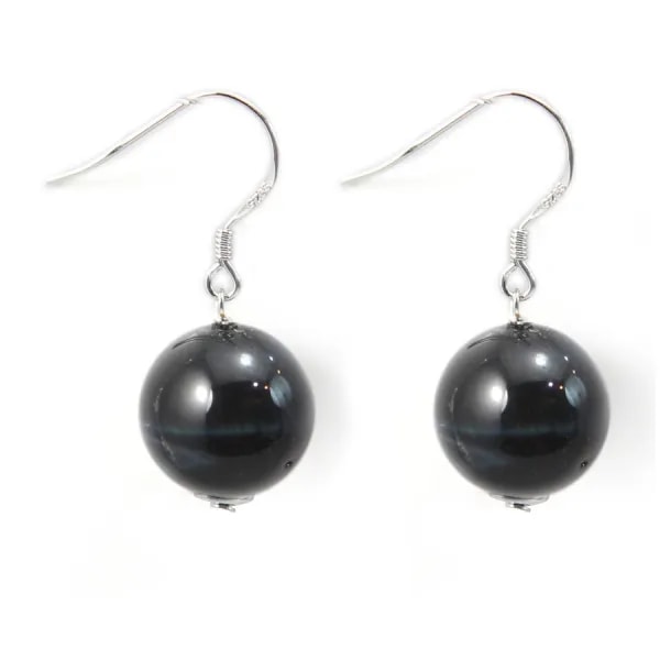 Boucle d'oreille argent 925 l'oeil de faucon 12mm x 2pcs 