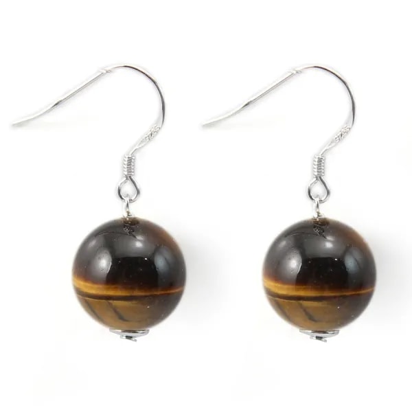 Earring silver 925 oeil de tigre 12mm x 2pcs 