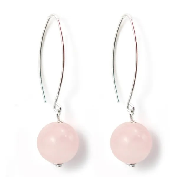 Boucles d'oreilles argent 925 quartez rose rond x 2pcs