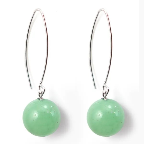 Boucle d'oreille argent 925 aventurine 12mm x 2pcs 