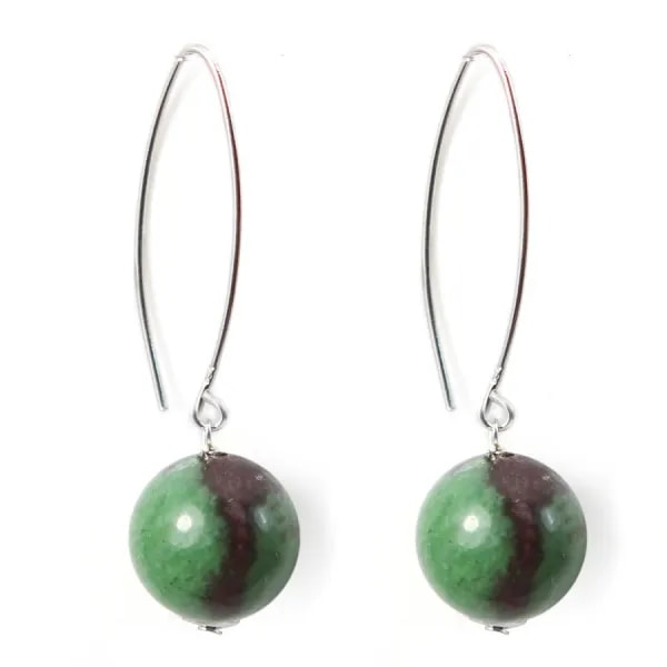 Boucle d'oreille argent 925 rubis zoisite 12mm x 2 st 