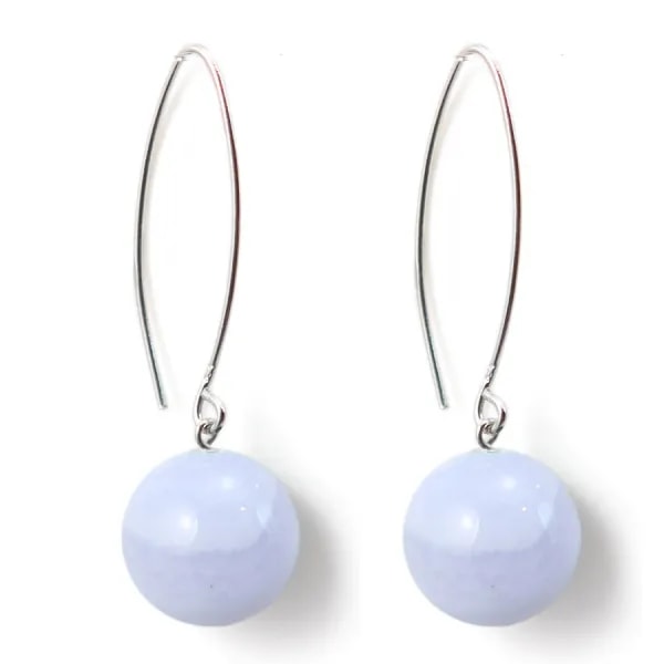 Boucle d'oreille argent 925 calcédoine 12mm x 2pcs 