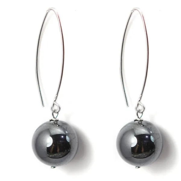 Boucle d'oreille argent 925 hematite 12mm x 2pcs 