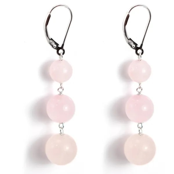 Boucle d'oreille argent 925 Quartez rose x 2pcs