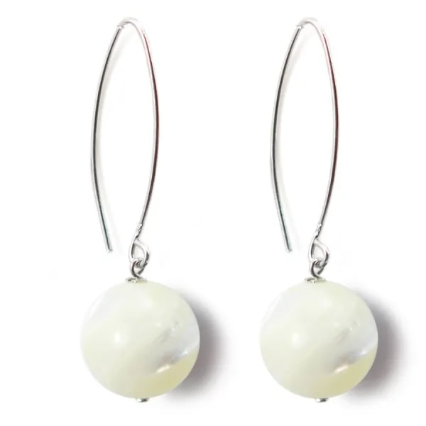Boucle d'oreille argent 925 nacre blanc 12mm x 2 st 
