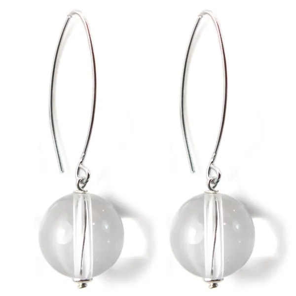 Boucle d'oreille argent 925 cristal de roche 12mm x 2pcs 