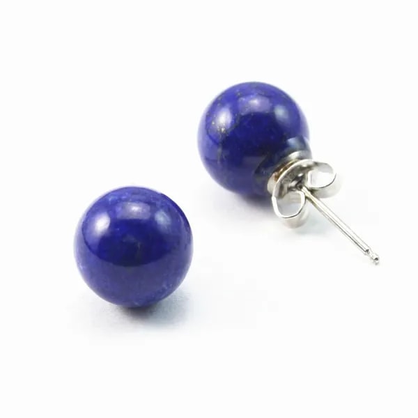 Boucle d'oreille argent 925 lapis lazuli 6mm x 2pcs 