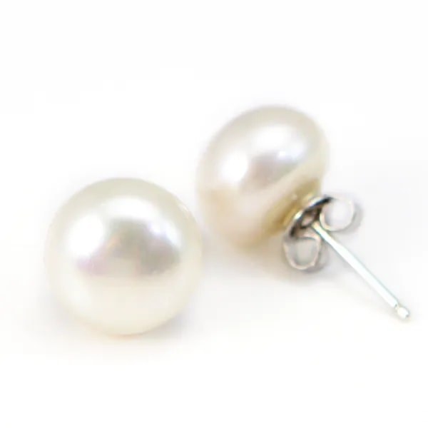 Boucle d'oreille argent 925 perle d'eau douce  9mm x 2pcs
