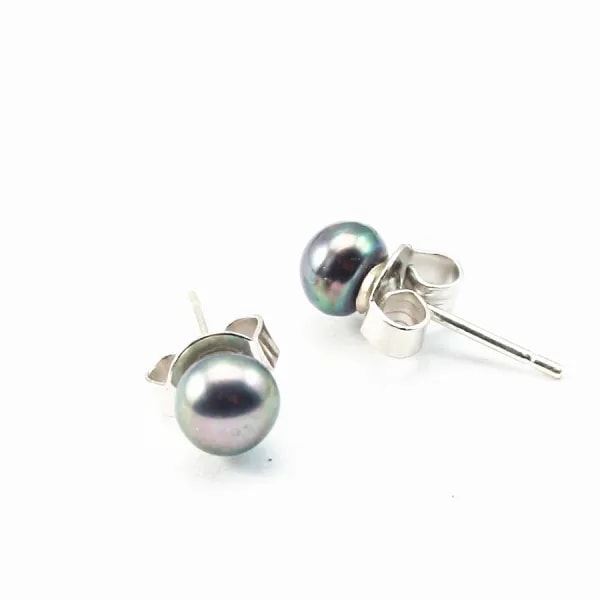 Boucle d'oreille argent 925 perle d'eau douce 4mm x 2pcs