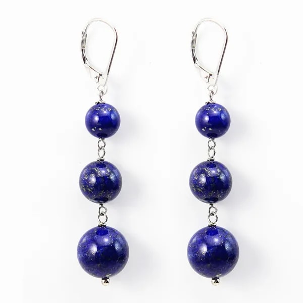 Boucle d'oreille argent 925 lapis lazuli  x 2pcs