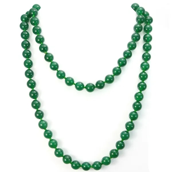 Sautoir en agate verte 10mm  90cm
