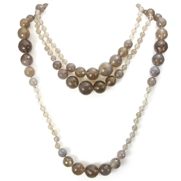 Sautoir agate grise 140cm 