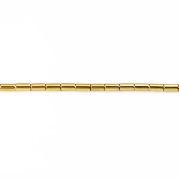 Hematite golden tube 2x4mm x 40cm
