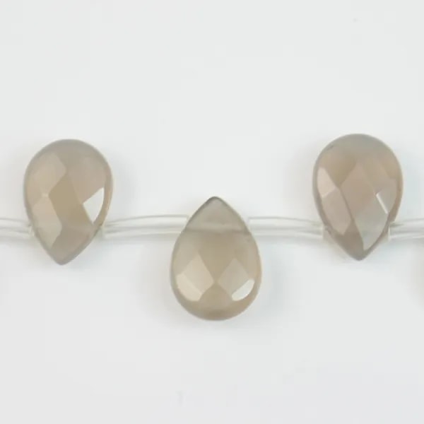 Agate teintée grise goutte plate facette 10x14mm x 40 cm (28pcs) 