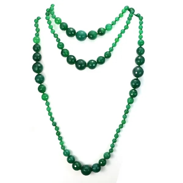 Sautoir agate vert  140cm 