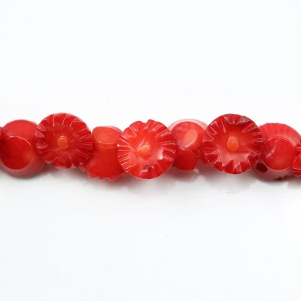 Bambou mer teinte rouge Fleur 8mm x 40cm 