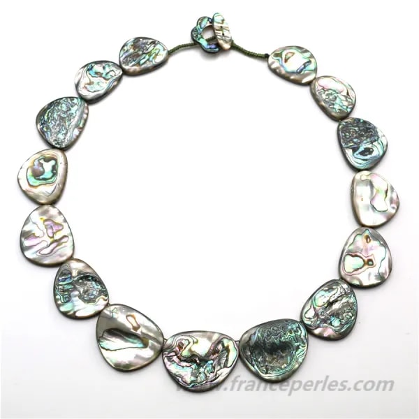 Collier Simple nacre grise baroque 