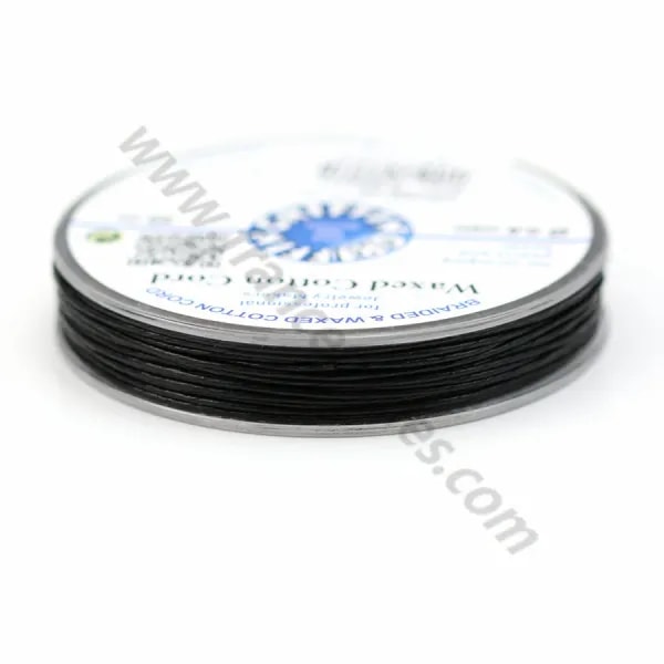 Cordonnet coton ciré noir 0.8mm  x 20m