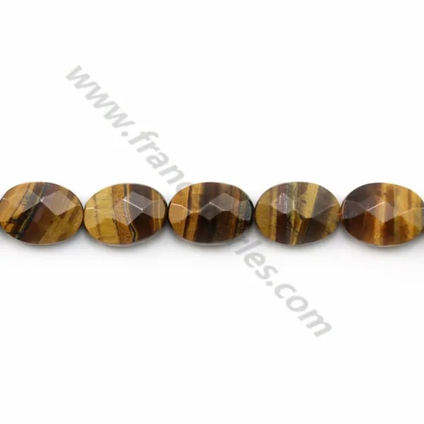 Yellow tiger eye faceted oval 10x14mm x 40cm
