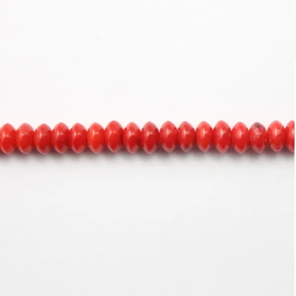 Red tinted sea bamboo flatened round beads 2x4mm x 40pcs 