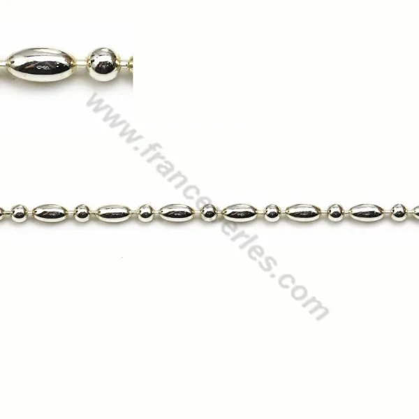 Chaîne perlée en argent 925 boule 2.5mm et ovale 2.5x4.5mm x 50cm
