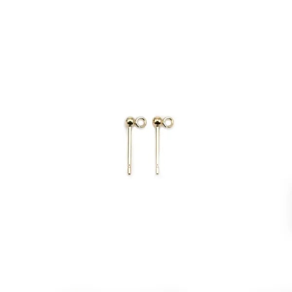 Clous d'oreilles boule avec anneau en Gold Filled 2mm x 2pcs