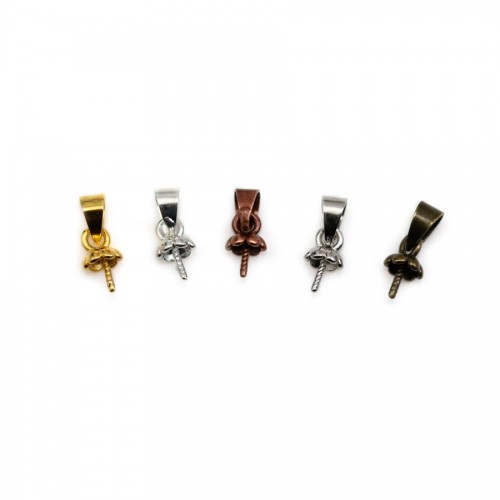 Bélière coupelle pour perle half-percée en métal 6mm x 10pcs