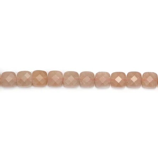 Pierre de soleil orange, en forme de carré facetté 6mm x 4 pcs