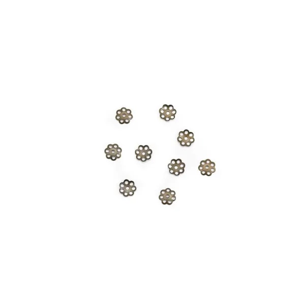 Coupelle en métal de couleur bronze, en forme de fleur, 6mm x 40pcs