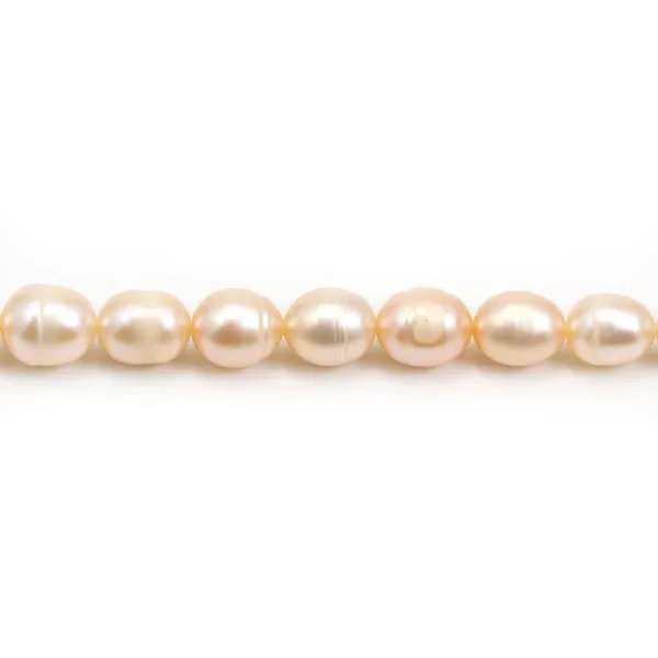Perle de culture d'eau douce saumon, olive, 6.5-7.5mm x 36cm