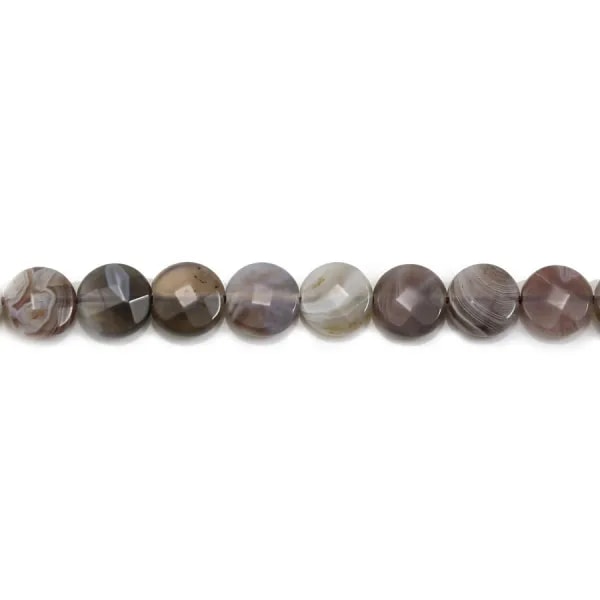 Agate du botswana rond plat facette 8.5-9mm x 40cm