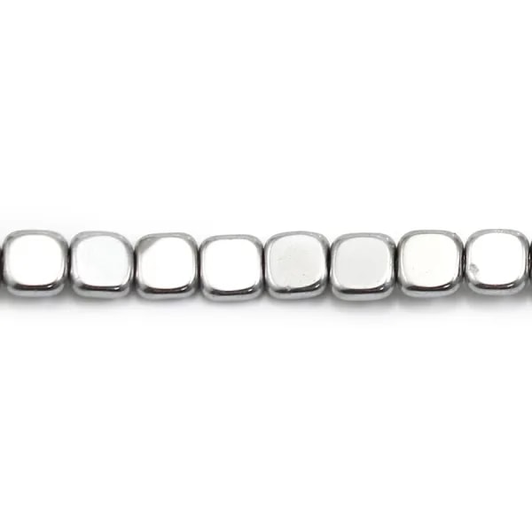 Hématite argentée de forme carré 6mm x 40cm