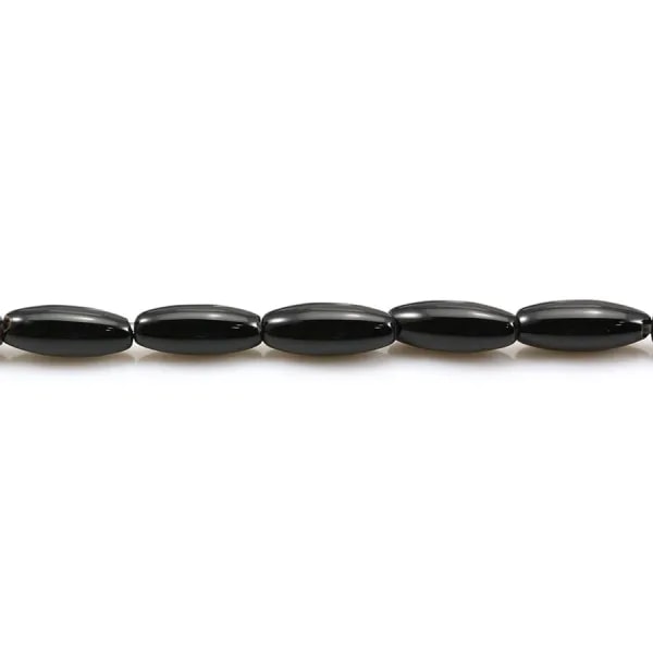 Agate on black color, in shape of a barrel, 4 * 10mm x 10pcs