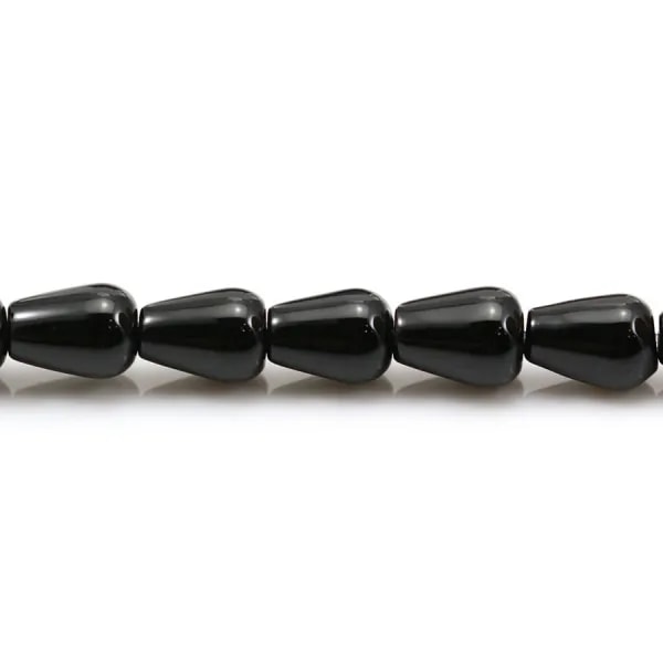 Agate de couleur noire, en forme de goutte, 6 * 9mm x 6pcs