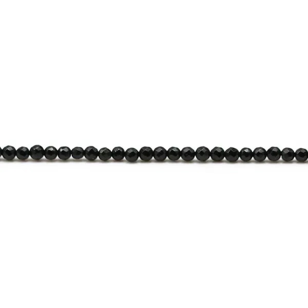 Onyx black, round Faceted, 2mm x 40cm