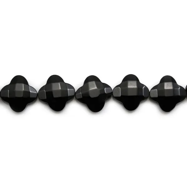 Agate noir trèfle facette 13mm x 1pc 