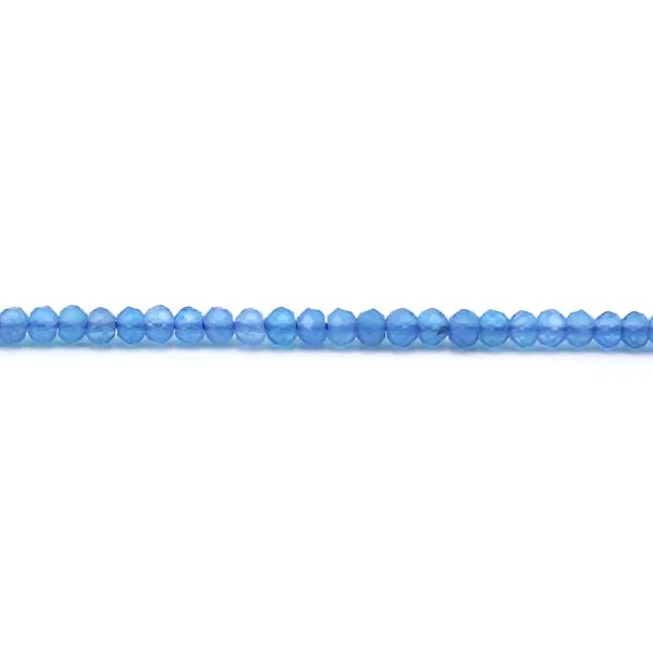 Agate teinté, couleur bleu, en forme de rondelle facetté, de taille 2x3mm x 39cm
