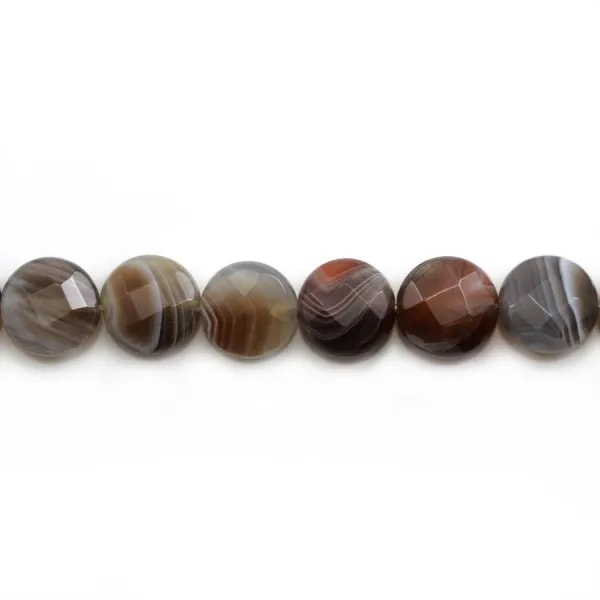 Agate du botswana rond plat facette 12mm x 40cm