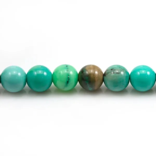 "Agate d'herbe" de couleur verte, de forme ronde, 8mm x 39cm